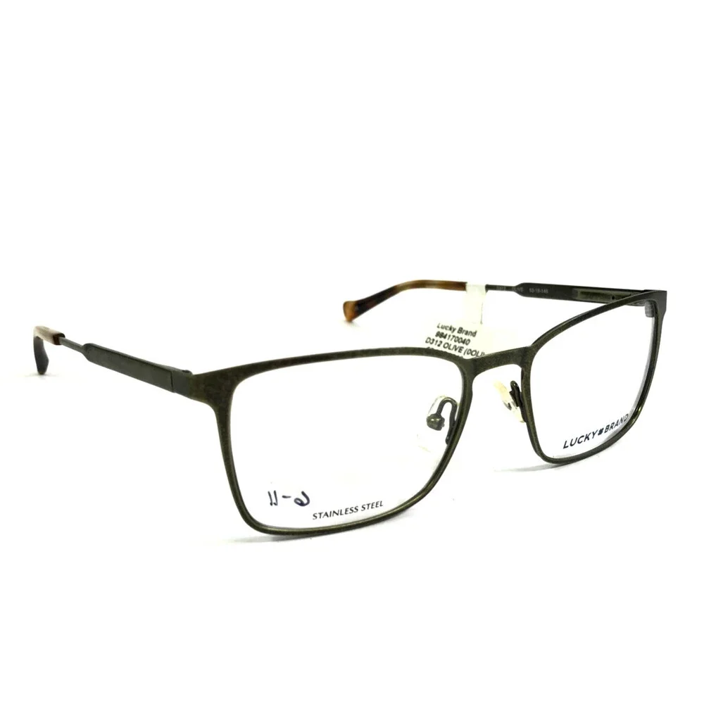 Lucky Brand Eyeglasses Frames D312 OLIVE Green Rectangle Full Rim 53-18-140